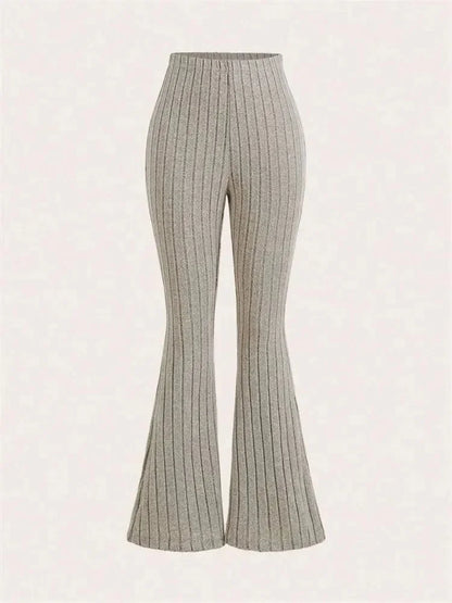 Women's Solid Color Ribbed Flared Leggings Spring Autumn Winter Casual High Waist Slim FIt Leggings Workout Fitness