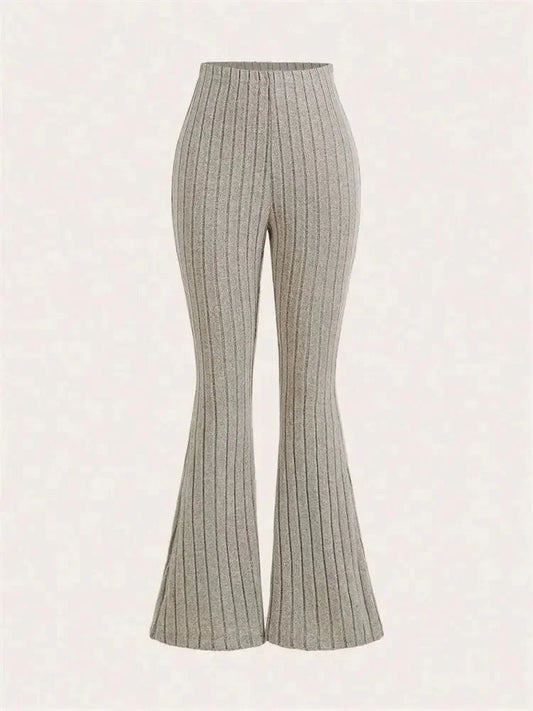 Women's Solid Color Ribbed Flared Leggings Spring Autumn Winter Casual High Waist Slim FIt Leggings Workout Fitness