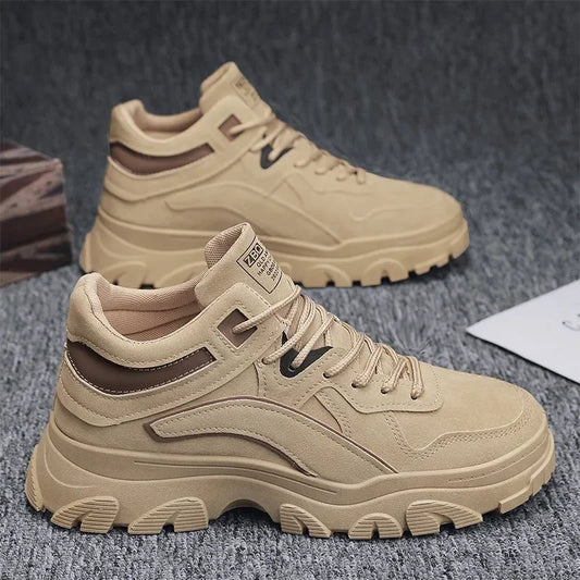Men's Desert Boots Winter Warmth Tactical  Strap Naked Boots Outdoor Platform Work Shoes Bota Masculine