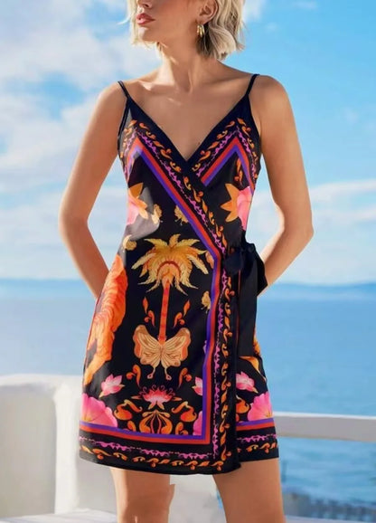 Summer Women's Floral Spaghetti Strap Beach Short Dress,Womens Dresses,Woman Clothing,Woman Clothes,Sundress,New In Dress 2025