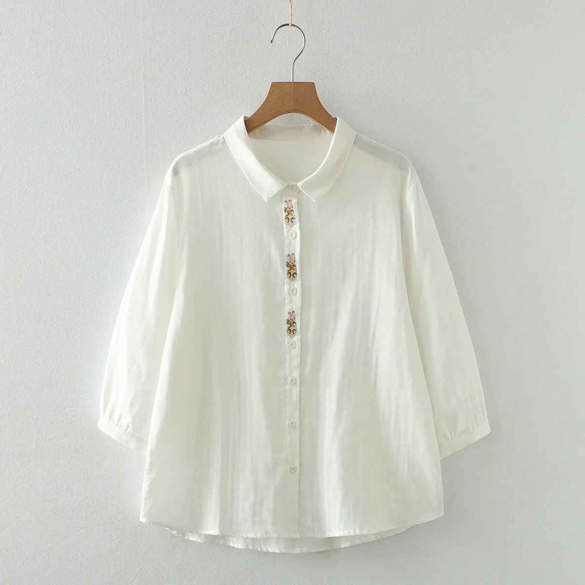 Women's clothing summer 2025 novelty short sleeve lapel white embroidery shirts and blouses stylish stylish women's blouse