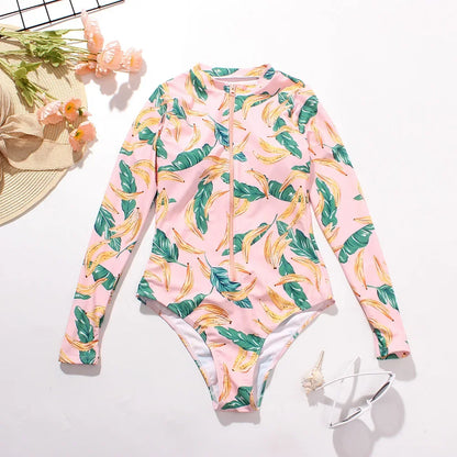 One-Piece Swimsuit Closed Long Sleeve Swimwear For Sports Surfing Bodysuit Women Swimming Bathing Suit Beachwear Pool Bather