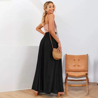 Summer Y2k Baggy Women Pants 2024 Casual High Waist Solid Black White Wide Leg Flare Trousers