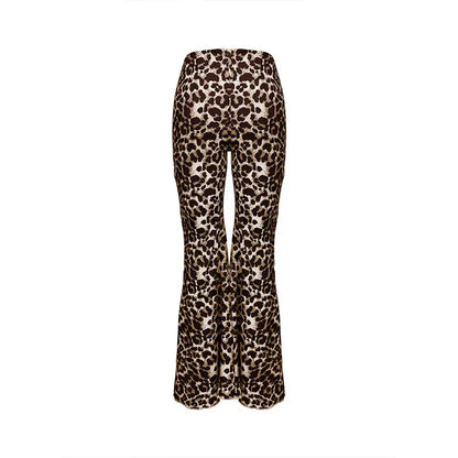 High Waist Leopard Print Flare Leggings Pants Korea Style 2024 Summer Autumn Women Fashion Sexy Bodycon Trousers Club Pants Slim
