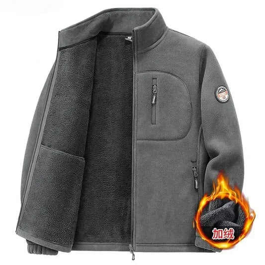 2025 Men's Polar Fleece Standing Collar Warm Jacket High-quality Men's Plush and Thick Windproof Winter Jacket Men Clothing 5XL
