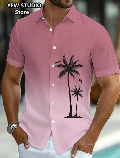 Men summer holiday shirt with 3D Coconut Tree Printed Oversized shirt