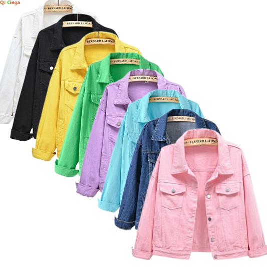 Women's Denim Jacket Single-breasted Lapel Coat Fashion Casual Tops