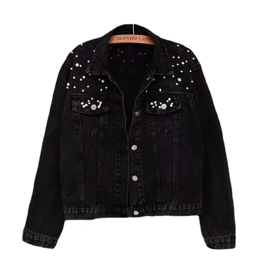 Women Denim Jackets Turn Down Collar Single Breasted Full Sleeve Loose Casual Regular Short Jacket