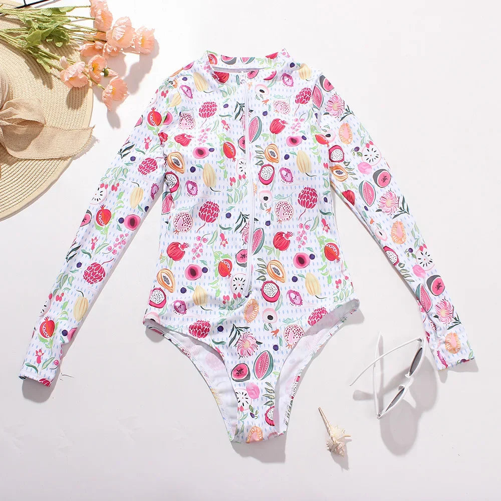 One-Piece Swimsuit Closed Long Sleeve Swimwear For Sports Surfing Bodysuit Women Swimming Bathing Suit Beachwear Pool Bather