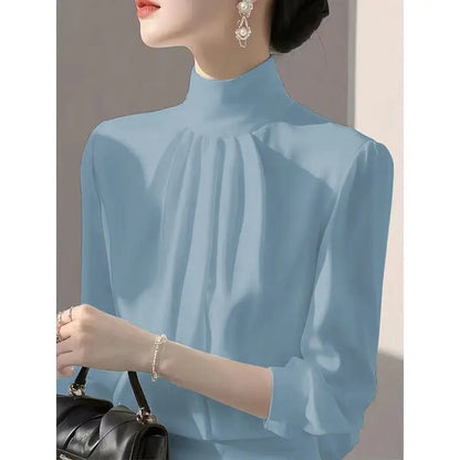 Women Clothing New Temperament Simplicity Shirt Tops Spring Long Sleeve Loose Solid All-match Elegant Blouse Fashion High Street