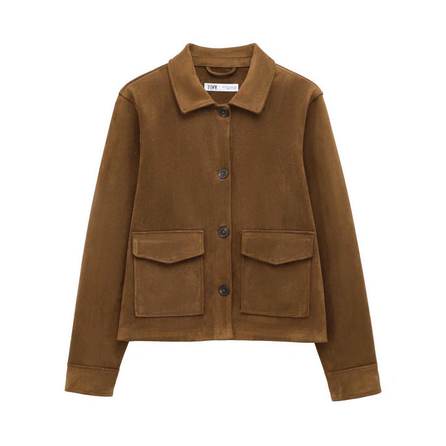 TRAF Women's Suede Texture Jacket 2025 Fashion Long Sleeve Cropped Coats Women Casual New In Outerwear