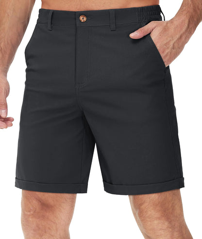 Summer Casual Shorts Mens Fit 7 Cotton Cargo Shorts Multi-pockets Rolled Leg Design Hiking Golf Shorts Streetwear Male