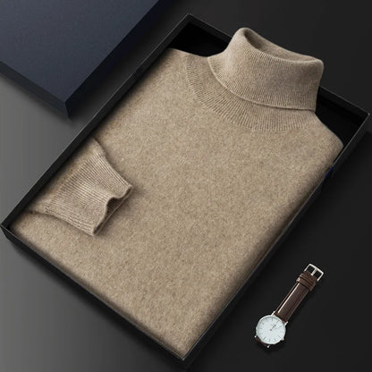 100% Cashmere Turtleneck Men Pullovers 2024 Autumn Winter Soft Light Warm Rolled Neck Jumper Jersey Pull Homme Knitted Sweater