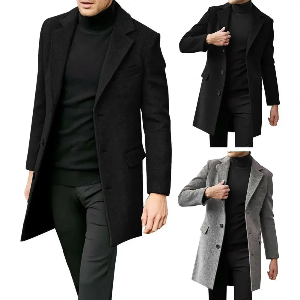 British style long-sleeved woolen coat autumn and winter men's trendy coat Casual Business Jackets Man Warm Coat Outerwear men's
