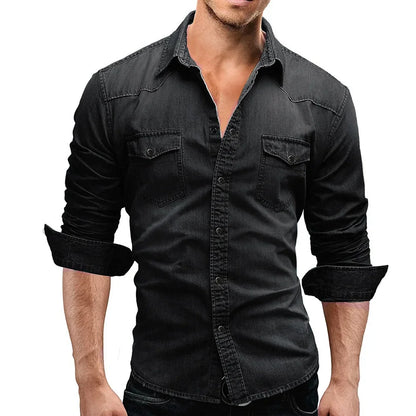 New 2025 Men's Denim Shirt Fashion Short Sleeve Soft Solid Slim Cowboy Tops Men Trend Streetwear Vintage Casual Cardigan T-shirt