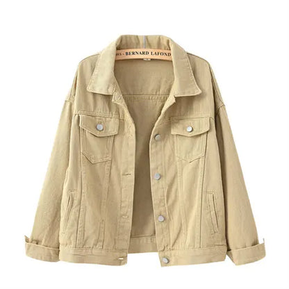Women's Denim Jacket Single-breasted Lapel Coat Fashion Casual Tops