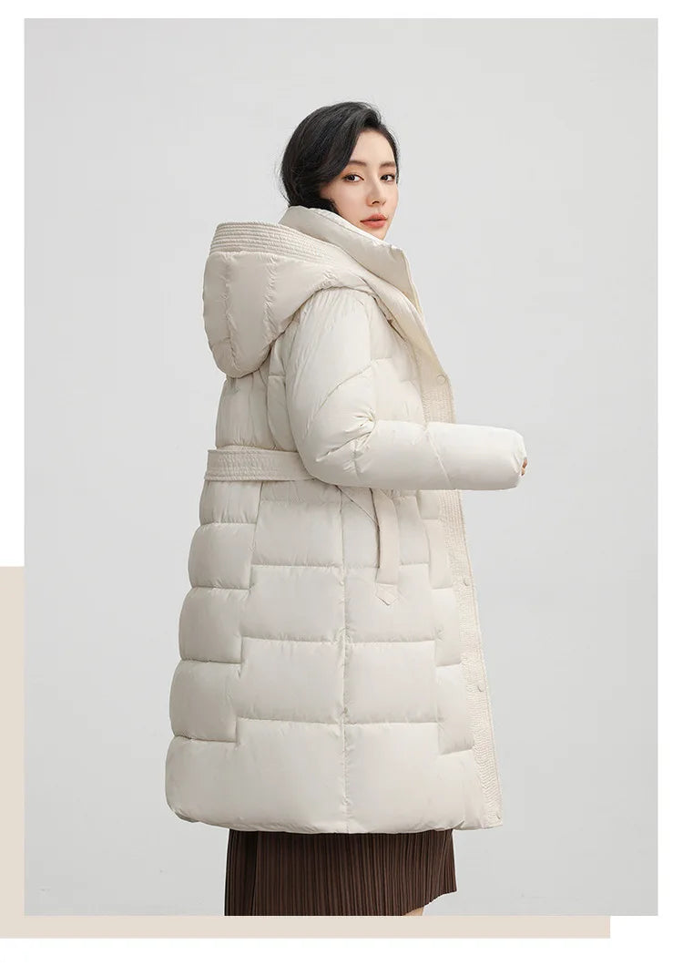 New Winter Parkas Thick Down Cotton Jacket Women Hooded Mid-Length Puffer padded coat