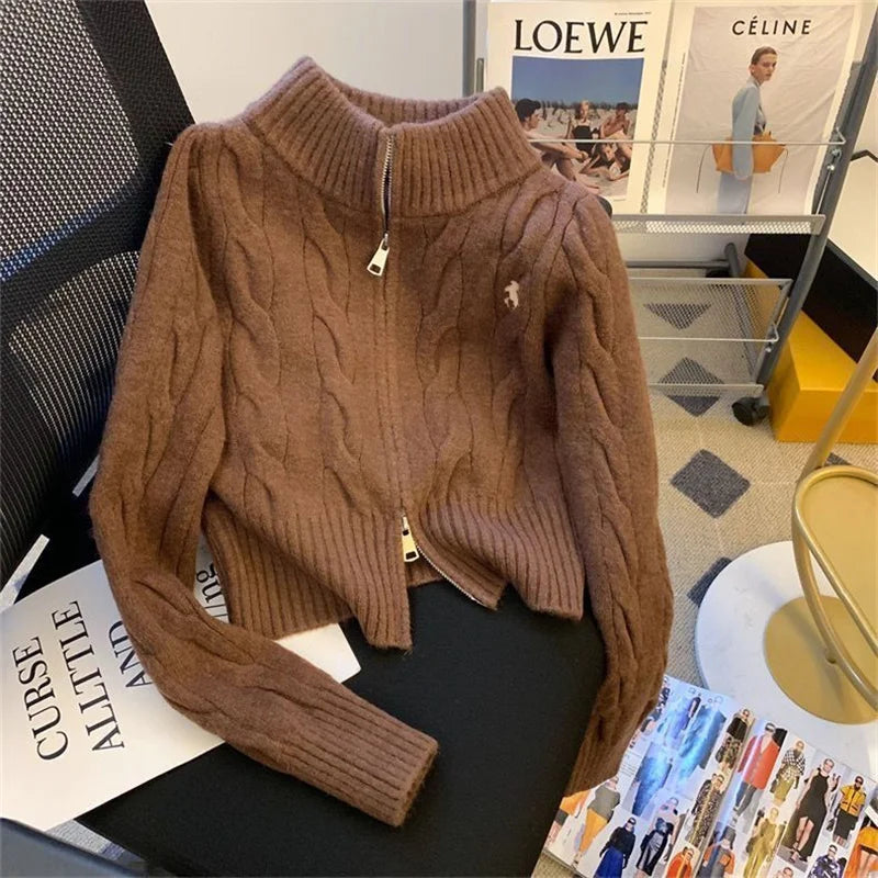 2025 New Fashion Autumn Winter Sweater Women Jacket Long Sleeves Loose Knitted Cardigan Coat Female Warm Outerwear Ladies Tops