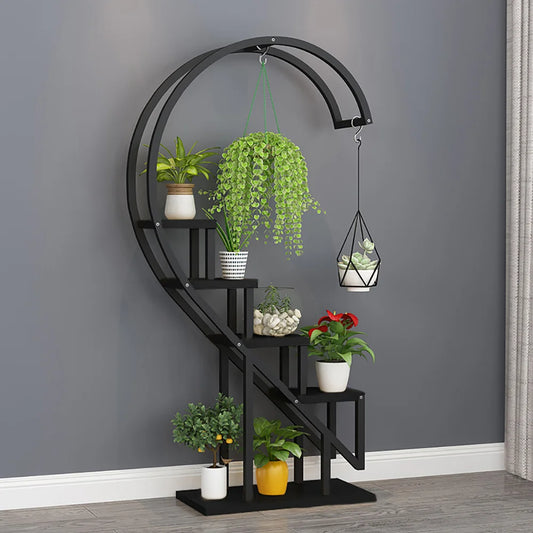 Garden Half Heart Ladder Plant Stand, Black