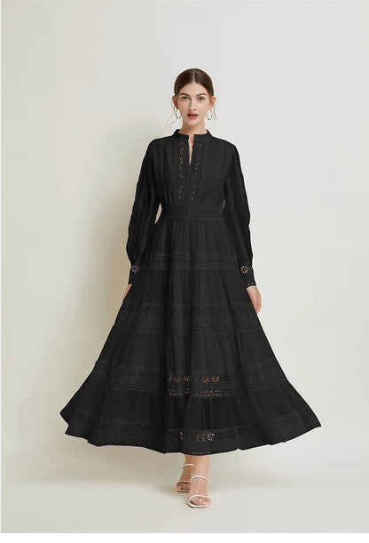 French Fashion Retro Dress Summer Clothing Lace Lace Splicing V-neck Design Lantern Sleeve Dress White Club Outfits for Women