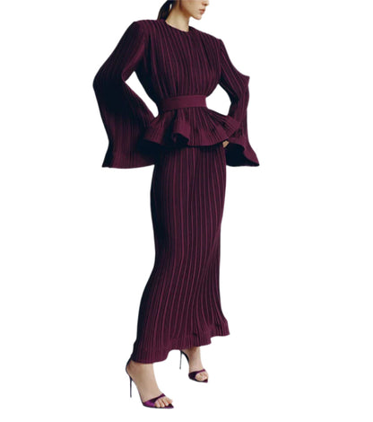Elegant Two Piece Set For Women O Neck Long Sleeve Patchwork Ruffles Tops High Waist  Skirt Set Female Fashion New