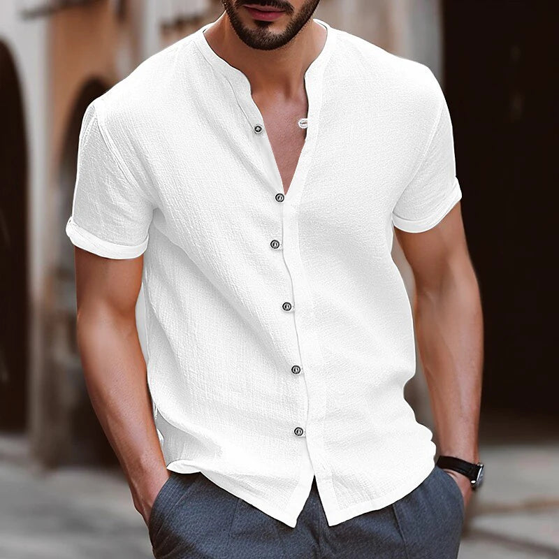 Men's Stand Collar Casual Hawaiian  Summer Shirt