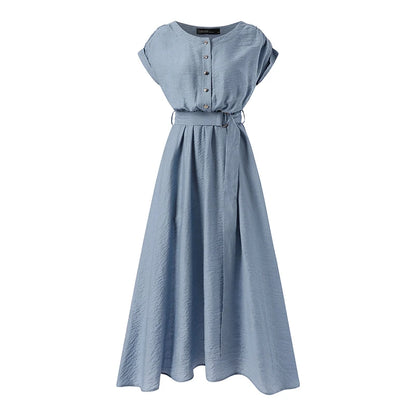 2025 ZANZEA Women Fashion Short Sleeve Dress Summer Elegant Party Vestidos Casual Mid-calf Sundress Femme Vintage OL Robe Kaftan