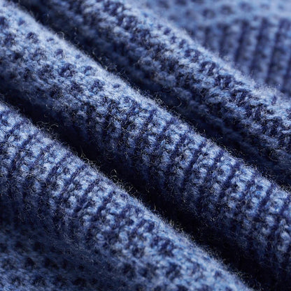 100% wool men's semi-high collar seats with jacquard stripes for business and leisure double-stranded thick sweater knitted coat