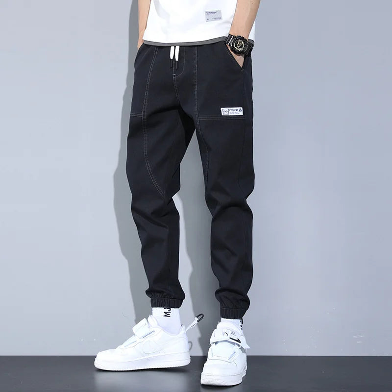 Men's Loose Harlan Strap Denim Pants Casual Versatile Fashion Baggy Jeans For Men Streetwear