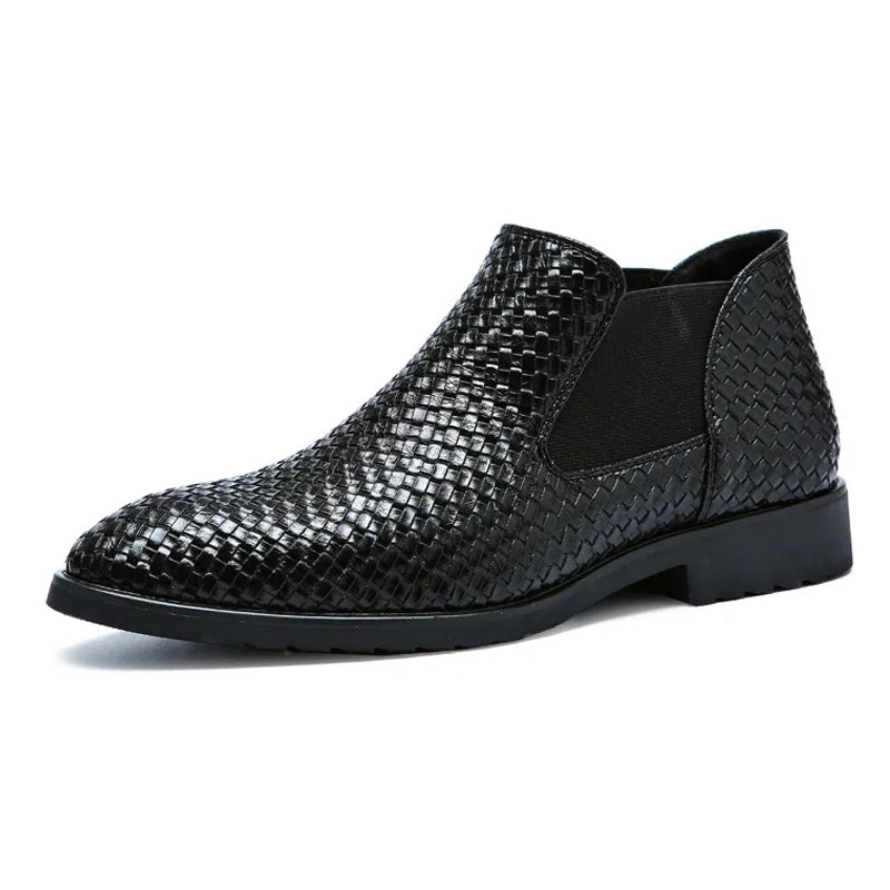 Men's Black Leather Luxury High Quality Chelsea Classic Business Boots Shoes