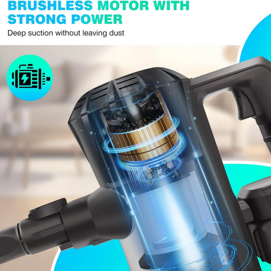 BRIEFNESS 3-in-1 Cordless Vacuum Cleaner Powerful Stick Vacuum Rechargeable Handheld Upright Vacuum Cleaner