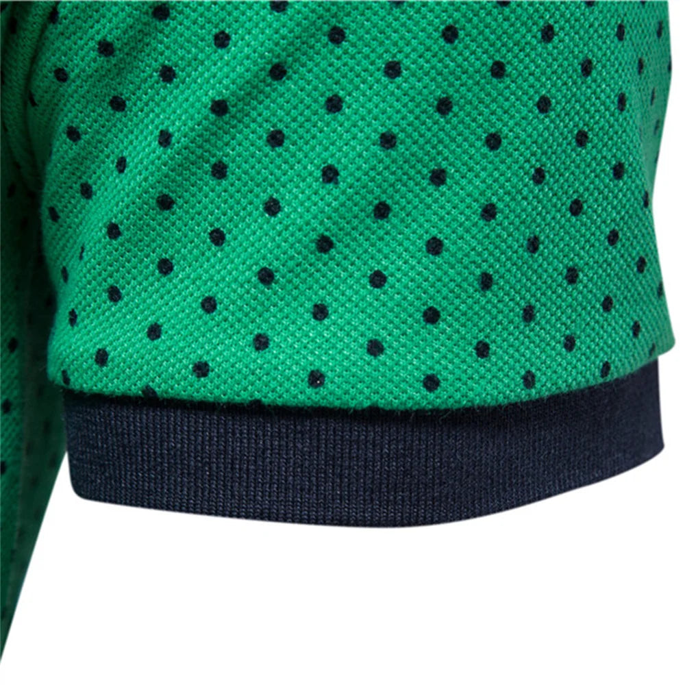 AIOPESON Summer Cotton Dot Printed Polo Shirts for Men Casual Social Business Mens Polos Short Sleeve Polo Men's Clothing