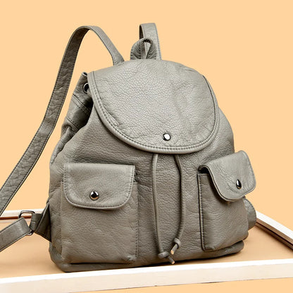 2025 New Simple Solid Color Famous Designer Women Shoulder Bag Retro Luxury Female Large Capacity Backpack