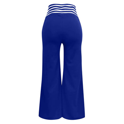 Summer Wide Leg Hollow Wide Waistband Long Pants Women High Waist Solid Color Wide Leg Flared Trousers Yoga Sport Gym Pants