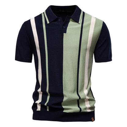 AIOPESON Brand Men's Striped Mesh Polo Shirt for High Quality Breathable Fabric Stylish Casual Male Polo Shirts ﻿