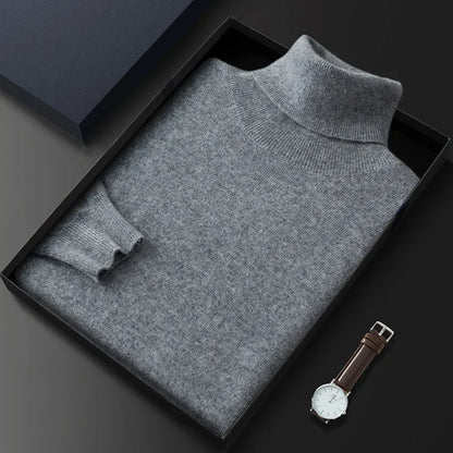 100% Cashmere Turtleneck Men Pullovers 2024 Autumn Winter Soft Light Warm Rolled Neck Jumper Jersey Pull Homme Knitted Sweater