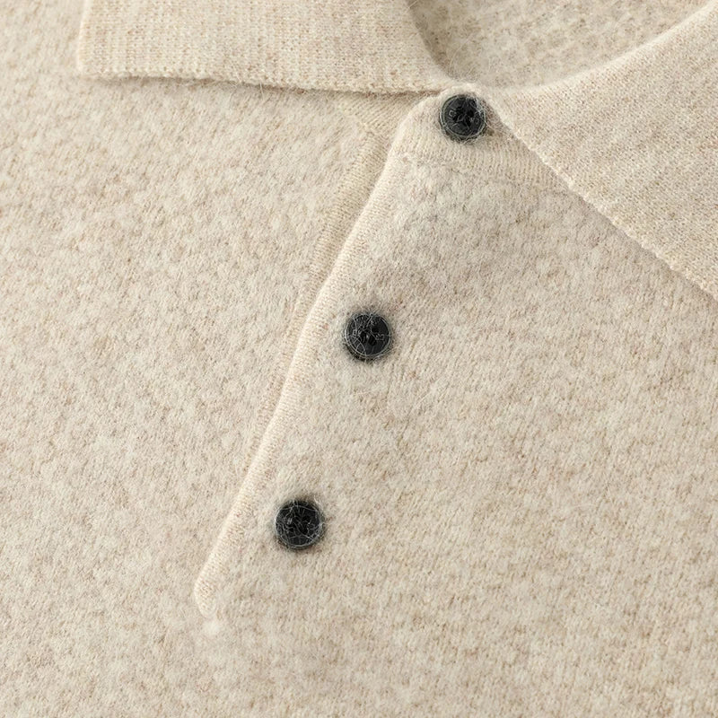 DjzDsm Men's 100% Mink Cashmere Top Polo Collar Sweater Casual Business Cashmere Sweater New Knitted Sweater Autumn and Winter