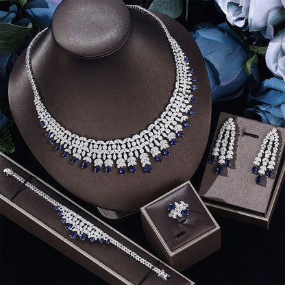 New 4-piece Crystal  Zirconia Bridal Wedding Party Jewelry Set
