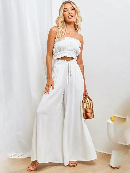 Summer Y2k Baggy Women Pants 2024 Casual High Waist Solid Black White Wide Leg Flare Trousers