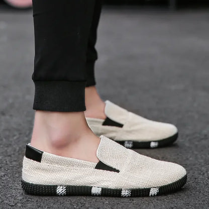 Men's Board Shoes Summer New Luxury Canvas Breathable Soft Sole Hiking Casual Fashion Trend Linen Lazy Fashion Brand Shoes