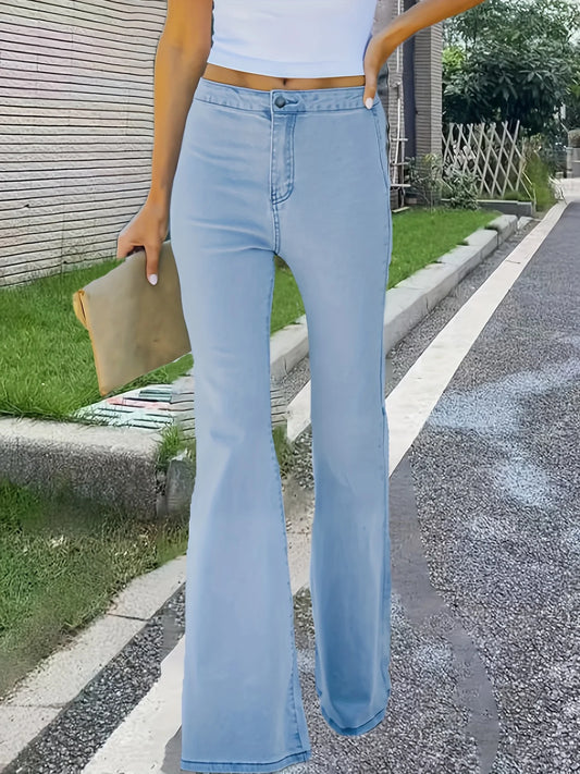 European and American hot girl flared jeans for women, comfortable high stretch, high-waisted slimming and versatile flared pant