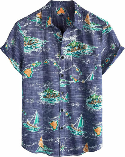 Summer Men's Hawaiian Shirt Casual Floral shirt Short sleeve single breasted beach tropical fashion oversized shirt