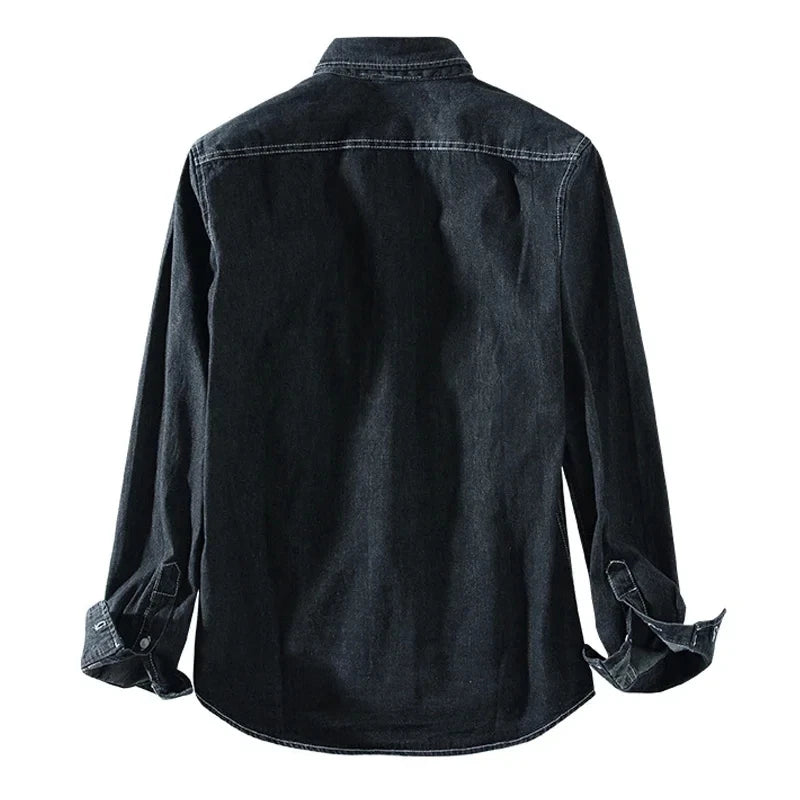 New Four Seasons Men's Long Sleeve Denim Shirt Cotton Jacket No Ironing Casual Social Comfortable and Breathable 3 Colors
