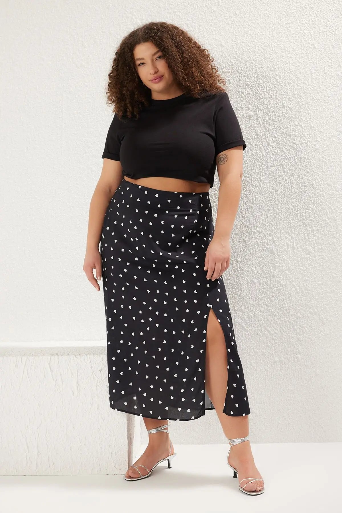 Trendyol TYZA Women's Plus Size Skirts Casual Animal Print Woven Plus Size Clothes Animal Print Skirts Casual