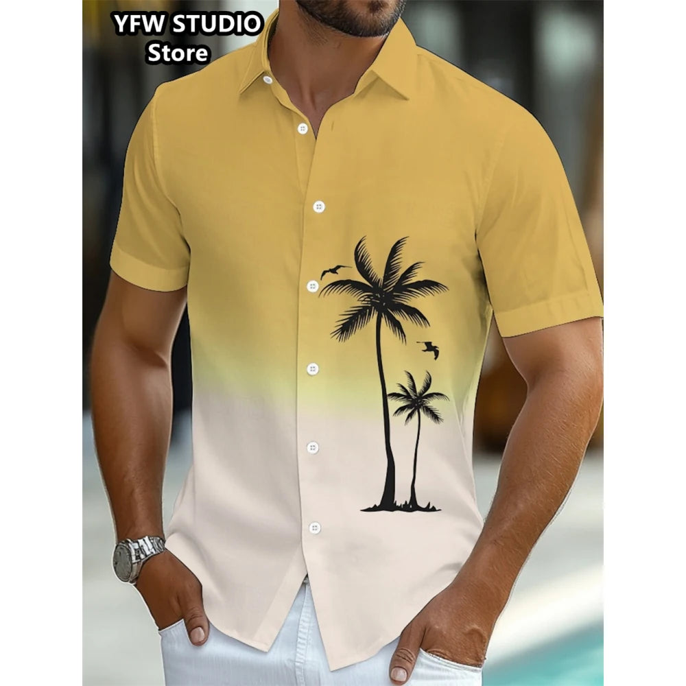 Men summer holiday shirt with 3D Coconut Tree Printed Oversized shirt