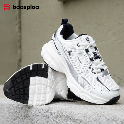 Baasploa Women Sports Shoes Outdoor Lightweight Breathable Jogging Sneakers Female Casual Mesh Anti-slip Lace Up Running Shoes
