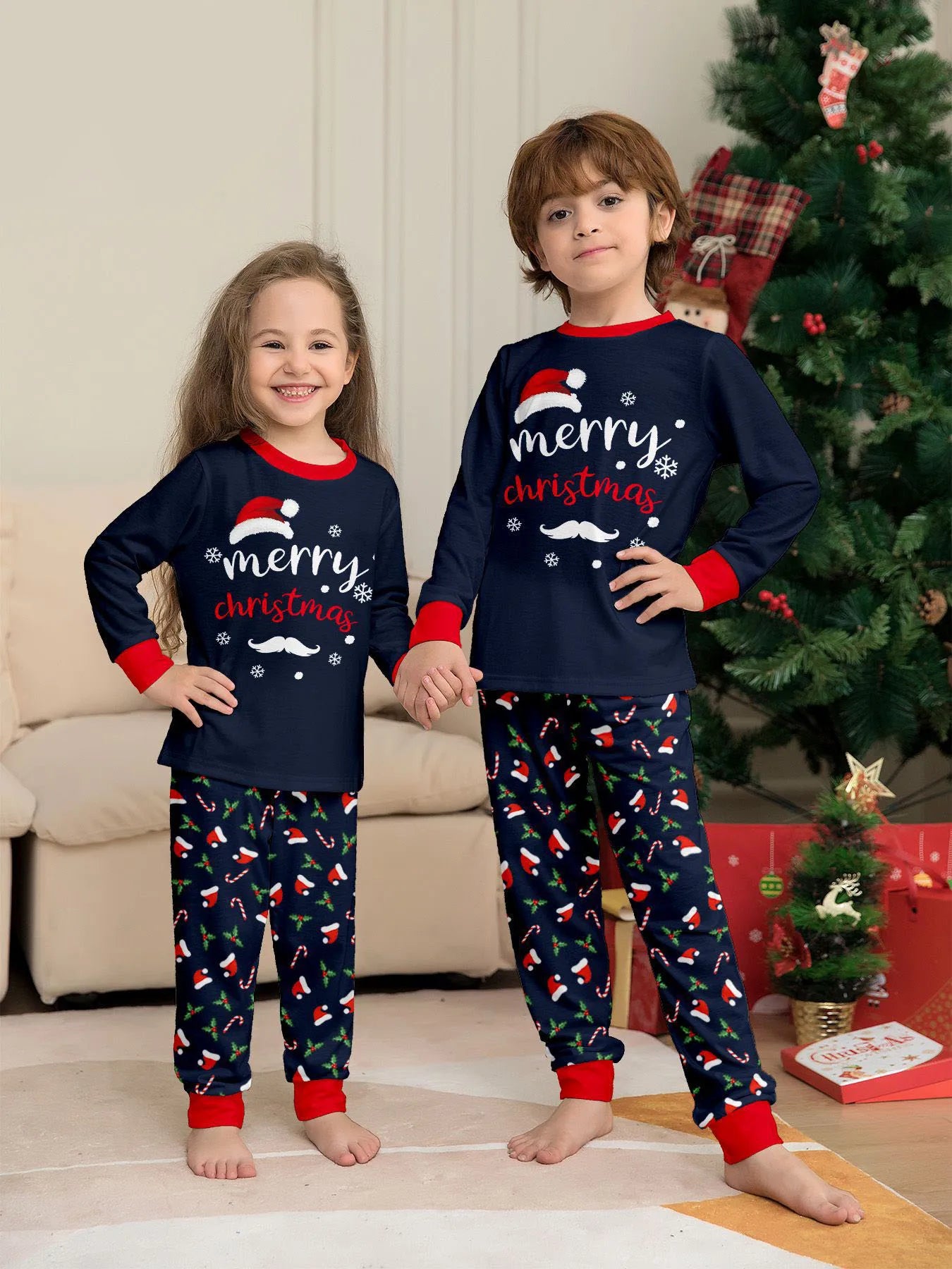 Christmas Pyjamas Family Matching Set 2025 Adult Mother Father Kids 2Pcs Xmas Pajamas Outfits Baby Look Sleepwear Dog Clothes