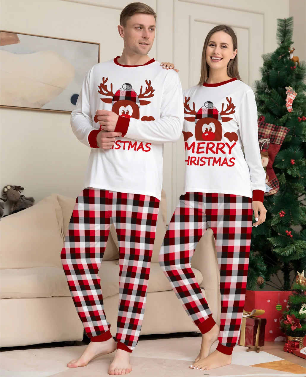 Family Christmas Matching Pajamas Set 2025 Xmas Father Mother Kids Clothes Pyjamas Mom And Daughter Son Sleepwear Look Outfits