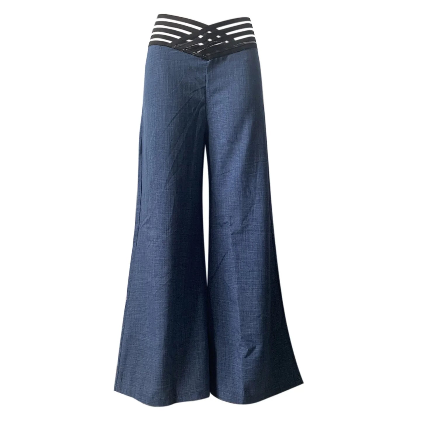 Summer Wide Leg Hollow Wide Waistband Long Pants Women High Waist Solid Color Wide Leg Flared Trousers Yoga Sport Gym Pants