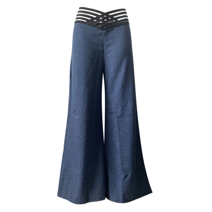 Summer Wide Leg Hollow Wide Waistband Long Pants Women High Waist Solid Color Wide Leg Flared Trousers Yoga Sport Gym Pants